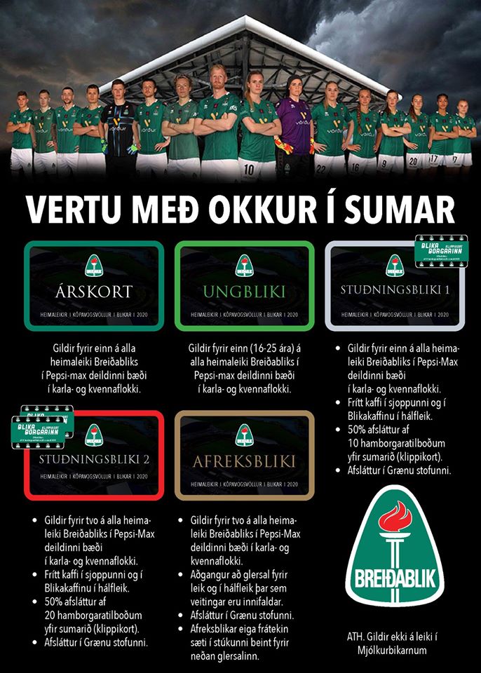 Ársmiðakort og Blikaklúbbskort á Kópavogsvöll eru nú komin í sölu. Salan er unnin í samvinnu við Blikaklúbbinn. 