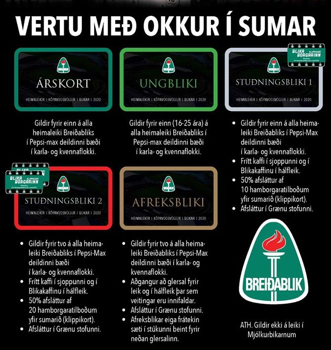 Árskort og Blikaklúbbskort komin í sölu