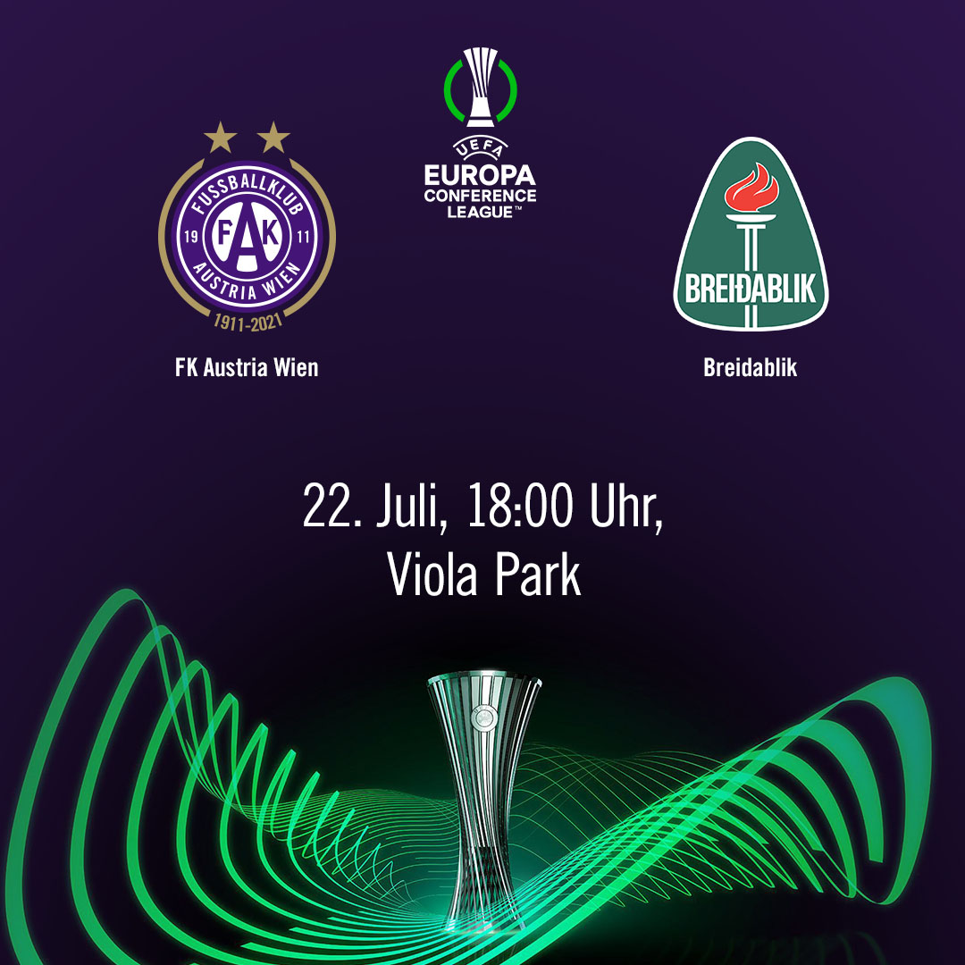 Sambandsdeild UEFA 2021/2022: FK Austria Vín - Breiðablik fimmtudag 22. júlí kl.16:00!