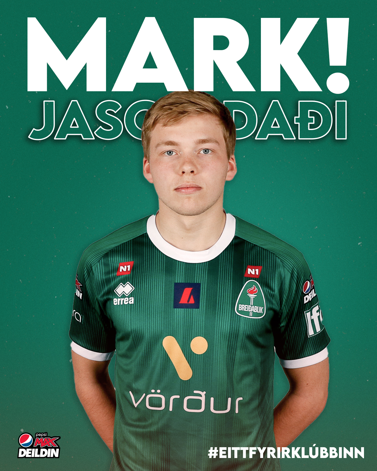 Jason Daði fékk tvö dauðafæri og nýtti annað