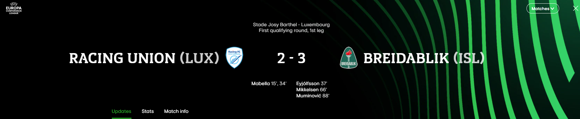  Bein textalýsing UEFA frá leiknum.