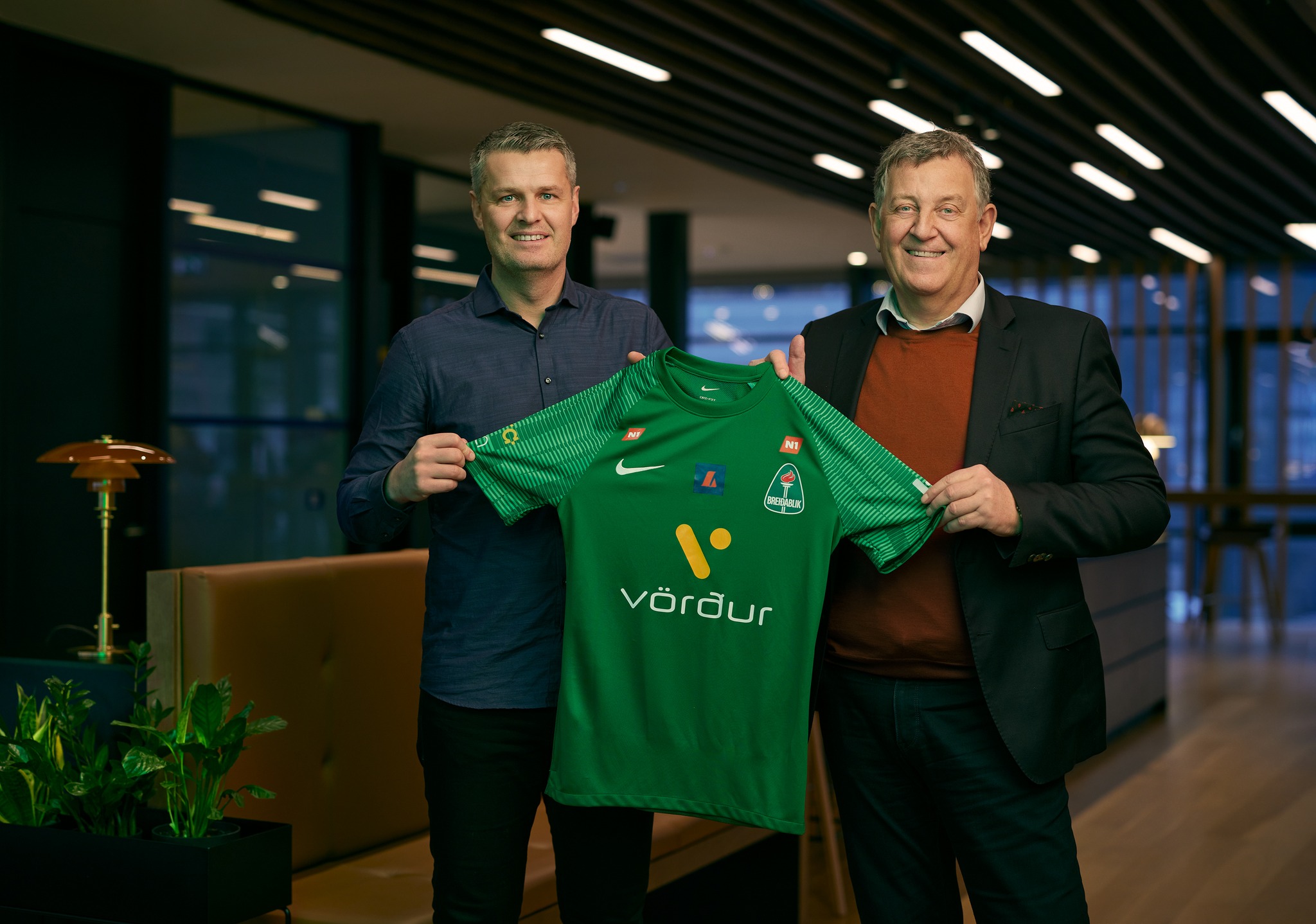 Eysteinn Pétur Lárusson, framkvæmdastjóri Breiðabliks og Guðmundur Jóhann Jónsson, forstjóri Varðar