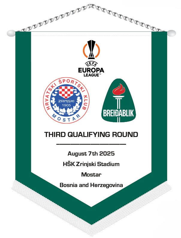 Evrópudeild UEFA 2025/26: Zrinjski Mostar - Breiðablik  7. ágúst kl.18:00!